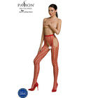 Roter mesh bodystocking aus der passion eco collection mit hohem bund und fischernetzmuster