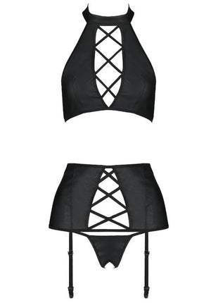 PASSION - NANCY ÖKOLOGISCHES LEDER-SET S/M - Strumpfband Set