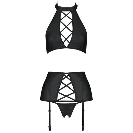 PASSION - NANCY ÖKOLOGISCHES LEDER-SET S/M - Strumpfband Set