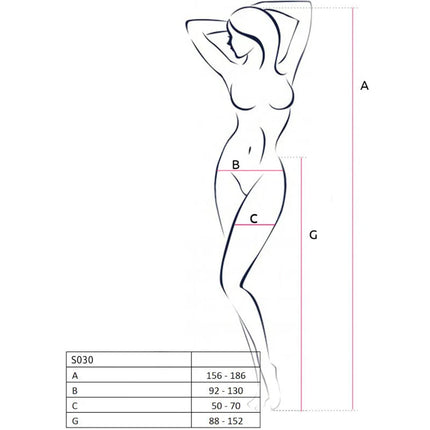 PASSION - S030 STRUMPFHOSE MIT SCHWARZEM GARTER EINE GRÖSSE - Strapsstrümpfe