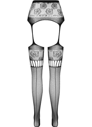 PASSION - S030 STRUMPFHOSE MIT SCHWARZEM GARTER EINE GRÖSSE - Strapsstrümpfe