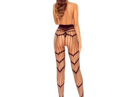 Schwarze hüftiggehende strumpfhose passion s033 mit geometrischem diamantmuster und verstärktem bund