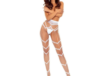 Weiße mesh fischernetz strumpfhose passion s033 mit geometrischem muster und hoher taille in einheitsgröße