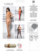 Passion ti open 001 schwarze strumpfhose 1/2 20 den mit durchsichtigem nude-design elastischem material und offenem schritt
