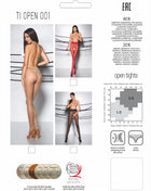 Passion ti open 001 schwarze strumpfhose 1/2 20 den mit durchsichtigem nude-design elastischem material und offenem schritt