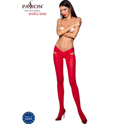 Rote sheer strumpfhose mit cutout details aus der passion erotic line 60 den für verführerischen look