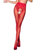 Rote sheer strumpfhose passion tiopen 006 mit spitzenbesatz und zentralem cutout 30 den