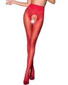 Rote sheer strumpfhose passion tiopen 006 mit spitzenbesatz und zentralem cutout 30 den