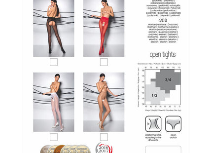 Offene strumpfhose passion tiopen 006 weisse 30 den schwarz rot weiß aus 80% polyamid 20% elastan