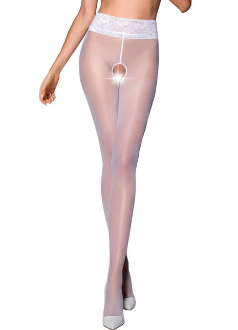 PASSION - TIOPEN 008 WEISSE STRUMPFHOSE 1/2 30 DEN - Strumpfhose