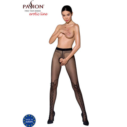 Schwarze strapazierfähige passion tiopen 009 strumpfhose mit transparentem stoff und elastischem bund