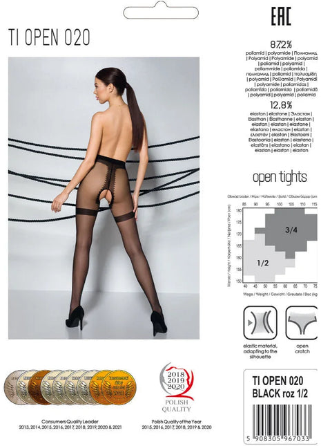 PASSION - TIOPEN 020 SCHWARZE STRUMPFHOSE 1/2 20 DEN - Strumpfhose