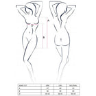 Die akkie set größentabelle zeigt zwei weibliche umrisse mit messungen a, b und d für das passion woman akkie set krankenschwesterkostüm s/m
