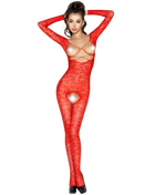 Roter passione frauen bodystocking mit floralen spitzenmustern und cut-out details eine größe