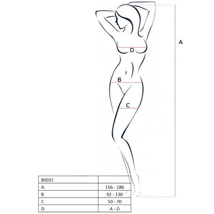 Minimalistische linienzeichnung einer frau in stehender pose mit weißem bodystocking passion bs031 eine größe