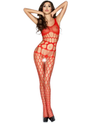 Passion woman bs032 roter bodystocking rot netzbody mit schädelmuster aus elastischem material eine größe