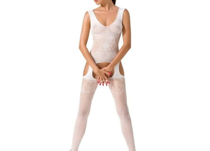 PASSION - WOMAN BS046 WEISSER BODYSTOCKING EINE GRÖSSE