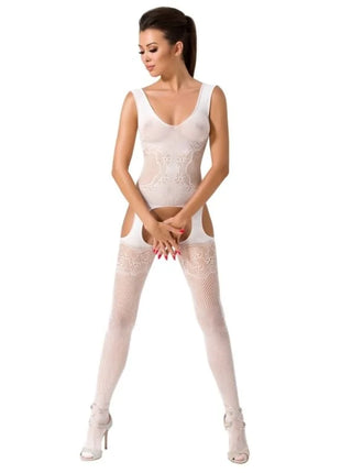 PASSION - WOMAN BS046 WEISSER BODYSTOCKING EINE GRÖSSE