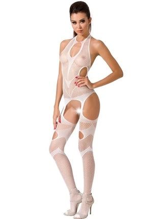 PASSION - WOMAN BS053 WEISSER BODYSTOCKING EINE GRÖSSE
