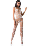 Weißer mesh bodycon catsuit passion woman bs058 roter bodystocking mit geometrischen cutouts eine größe