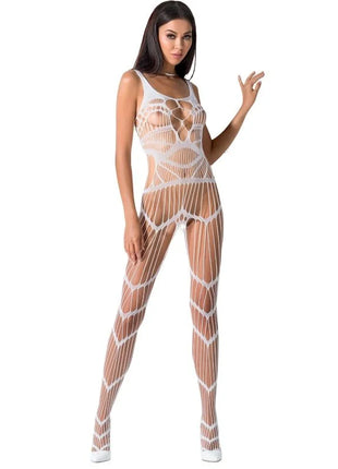 Weißer mesh bodycon catsuit passion woman bs058 roter bodystocking mit geometrischen cutouts eine größe