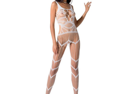 Weißer mesh bodycon catsuit passion woman bs058 roter bodystocking mit geometrischen cutouts eine größe