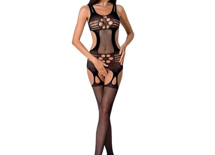 Schwarzer bodystocking passion woman bs066 aus netzstoff mit cut-out details in einer größe