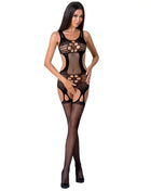 Schwarzer bodystocking passion woman bs066 aus netzstoff mit cut-out details in einer größe