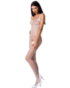 Weißer, sheer fischernetz bodystocking mit figurbetontem schnitt und dünnen trägern aus passion woman bs071