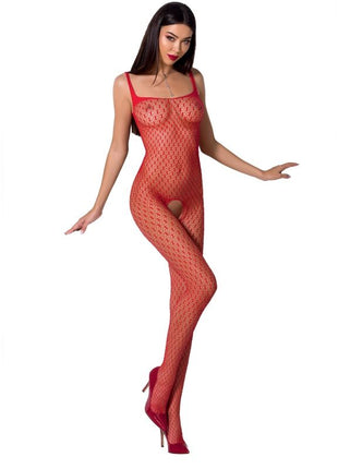 Rotes fishnet-bodysuit passion woman bs071 schwarzer bodystocking eine größe mit dünnen trägern und durchsichtigem muster
