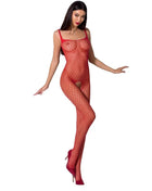 Rotes fishnet-bodysuit passion woman bs071 schwarzer bodystocking eine größe mit dünnen trägern und durchsichtigem muster