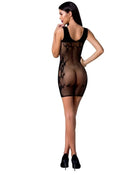 Schwarzes mesh bodycon kleid mit spitze in passione woman bs073 bodystocking eine größe