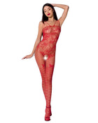 Rote spitzenbodystocking passion woman bs076 mit floralen mustern und transparentem, figurbetontem design one size