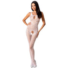 Weißer transparenter spitzenbodystocking passion woman bs078 mit feinen cut-out mustern und figurbetontem design