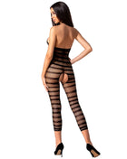 Black and braun gestreifter netz-bodystocking passion woman bs081 mit rückenausschnitt eine größe