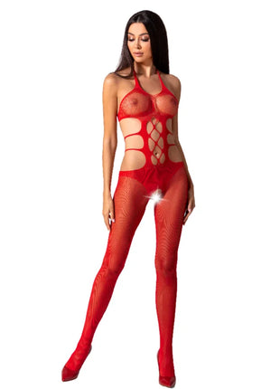 Rotes mesh bodystocking passion woman bs084 mit cut-out design schwarz eine größe vorne sichtbar