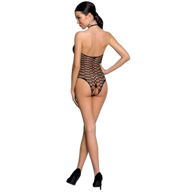 PASSION - WOMAN BS087 SCHWARZER BODYSTOCKING EINE GRÖSSE