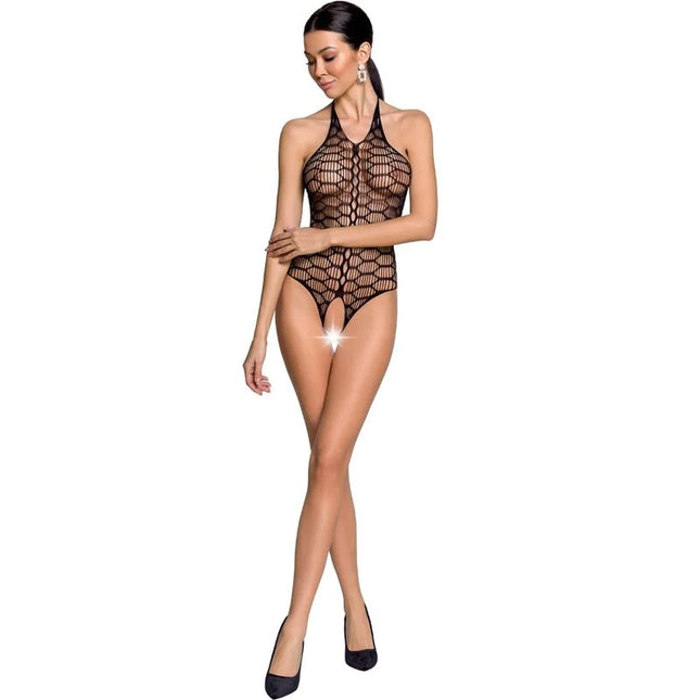 PASSION - WOMAN BS087 SCHWARZER BODYSTOCKING EINE GRÖSSE