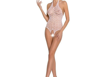 PASSION - WOMAN BS087 WEISSER BODYSTOCKING EINE GRÖSSE