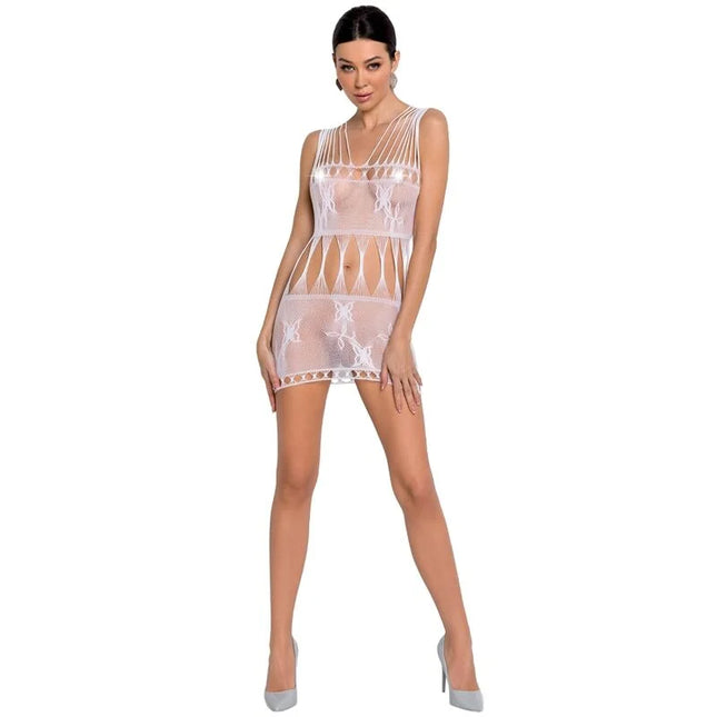 PASSION - WOMAN BS090 WEISSER BODYSTOCKING EINE GRÖSSE