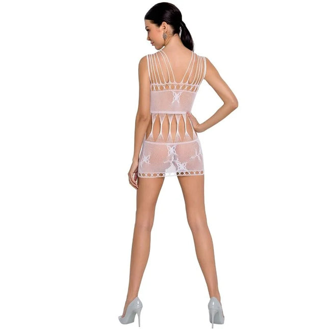 PASSION - WOMAN BS090 WEISSER BODYSTOCKING EINE GRÖSSE