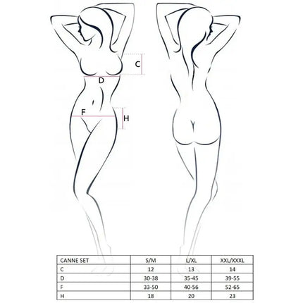 PASSION - WOMAN CANNE SET SCHWARZ GRÖSSE S/M - Sexy Dessous-Set