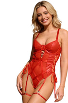 PASSION WOMAN – Kavari Straps-Body aus Wetlook & Netz - S/M / Red - Body