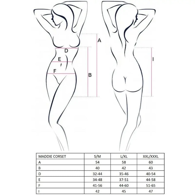 PASSION - WOMAN MADDIE SCHWARZES KORSETT GRÖSSE S/M - Strumpfband Set