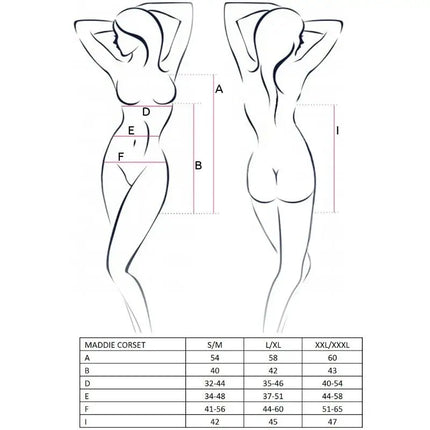 PASSION - WOMAN MADDIE SCHWARZES KORSETT GRÖSSE S/M - Strumpfband Set