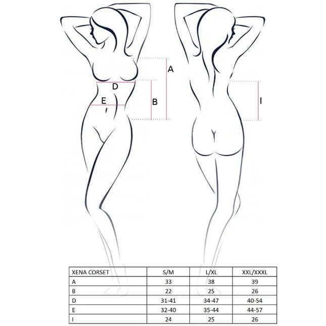 Passion woman xena korsett größentabelle mit maßen für s m l xl xxl xxxl größen für taillenformung