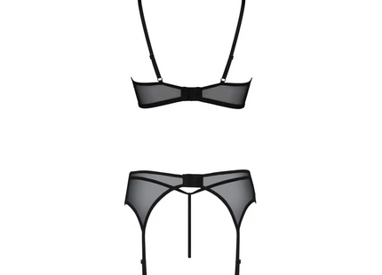 Passionsblüte: Luxus-Samt-3-teiliges Set mit Blumenmuster - Sexy Dessous-Set