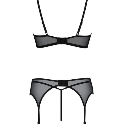 Passionsblüte: Luxus-Samt-3-teiliges Set mit Blumenmuster - Sexy Dessous-Set