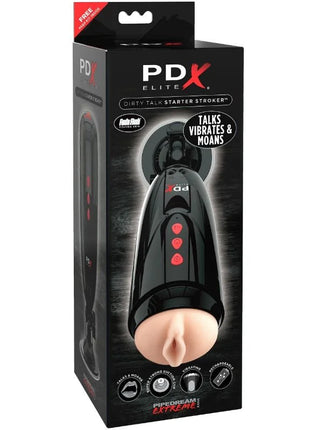 PDX Elite - Dirty Talk Starter Stroker - mit Vibration und erotischer Sprachfunktion - Automatischer Masturbator