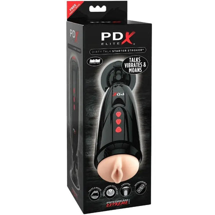 PDX Elite - Dirty Talk Starter Stroker - mit Vibration und erotischer Sprachfunktion - Automatischer Masturbator